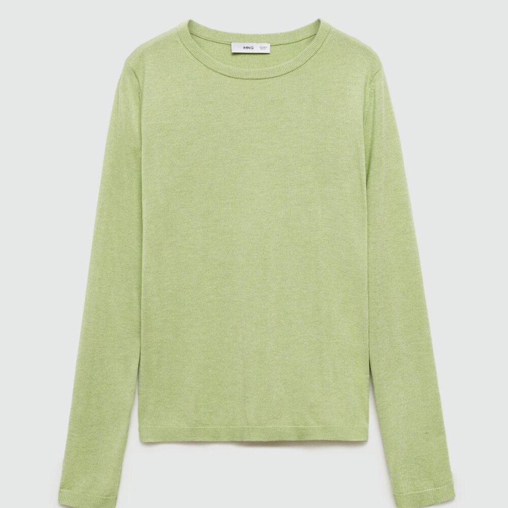 Mango Aqua Green Fine-knit Crew-Neck Sweater/NWT/S - Picture 6 of 16